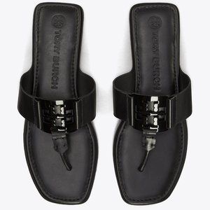 TORY BURCH * $228 * Georgia Black Logo Enamel Sandal